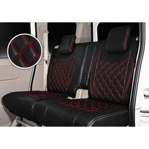 PVC レザー シートカバー エブリイ DA17V 4人乗り キルト タイプ ブラック レザー レッド ステッチ 一台分 RM-CV026RL-RL