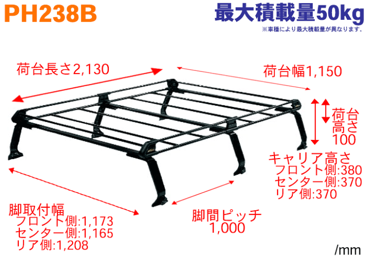 ルーフキャリア タフレック サンバーバン TV1 TV2 PシリーズPH238B 