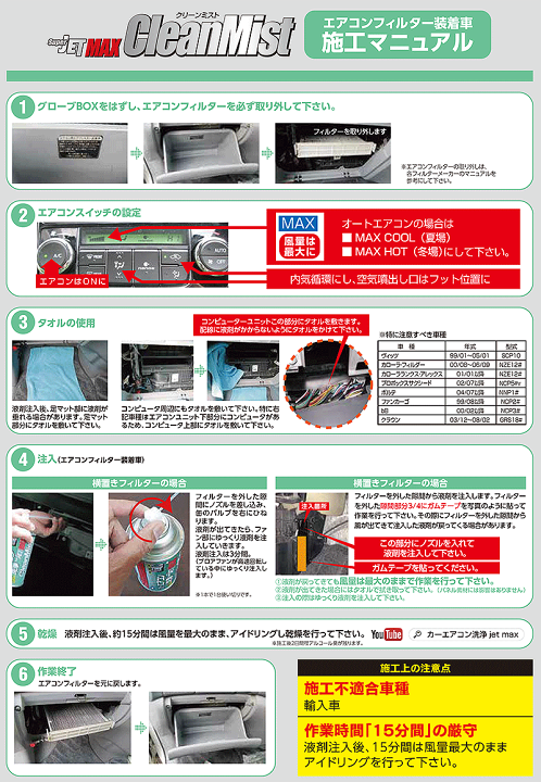 カーエアコン洗浄 Super JET MAX クリーンミスト 60ml