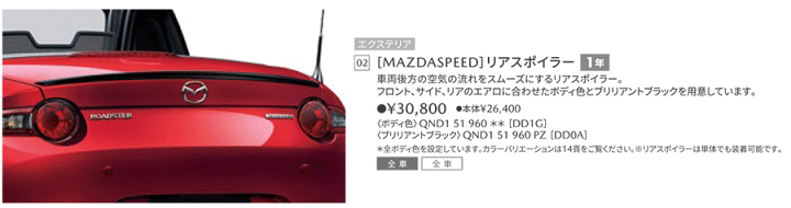 MAZDASPEED リアスポイラー のパーツレビュー | ロードスター