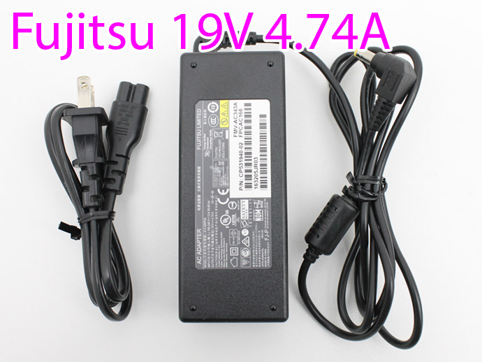 FUJITSU 富士通 ノートパソコン用 ACアダプター 19V 4.74A 電源アダプター 電源コード付きT