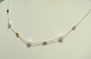 真珠ネックレス・あこや本真珠ネックレス/K10 5.0-5.5mm/半貴石 40-42cm(調整可能)【通販】【楽ギフ_包装】【アコヤ真珠】