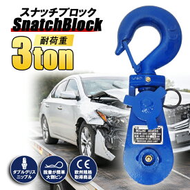 スナッチブロック 3トン ブロック滑車 フック式 スイベルタイプ レッカー車 積載車 セルフローダー トラック レッカー用品 ロードサービス用品 Snatch Block 3t 送料無料