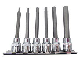 【8月11日までポイントUP】3/8(9.5mm) ロングヘックスビットソケット セット 6角レンチ 3mm 4mm 5mm 6mm 8mm 10mm ヘキサゴン ヘックスビット ソケットセット 60日保証付