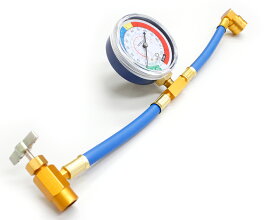 【スーパーSALE限定価格】エアコンガス チャージングホース R134a用 低圧用クイックカプラー 缶切りバルブ付きガスチャージホース メーター 日本語マニュアル付き 60日安心保証付 送料無料