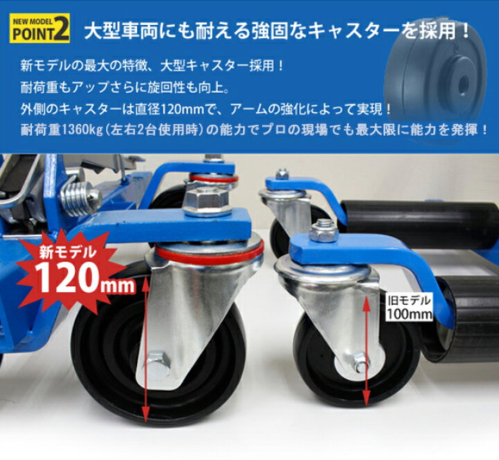 楽天市場】新型カードーリー 強化版 4台 左右 2セット 2720kg ホイール 