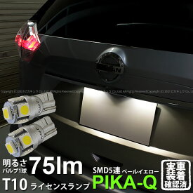 【ナンバー灯】ニッサン エクストレイル T32系 前期 ライセンスランプ対応LED T10 High Power 3chip SMD 5連ウェッジシングルLED球 LEDカラー：ペールイエロー 4300K 無極性タイプ 1セット2個入 2-B-7 実車確認済み[RSL]