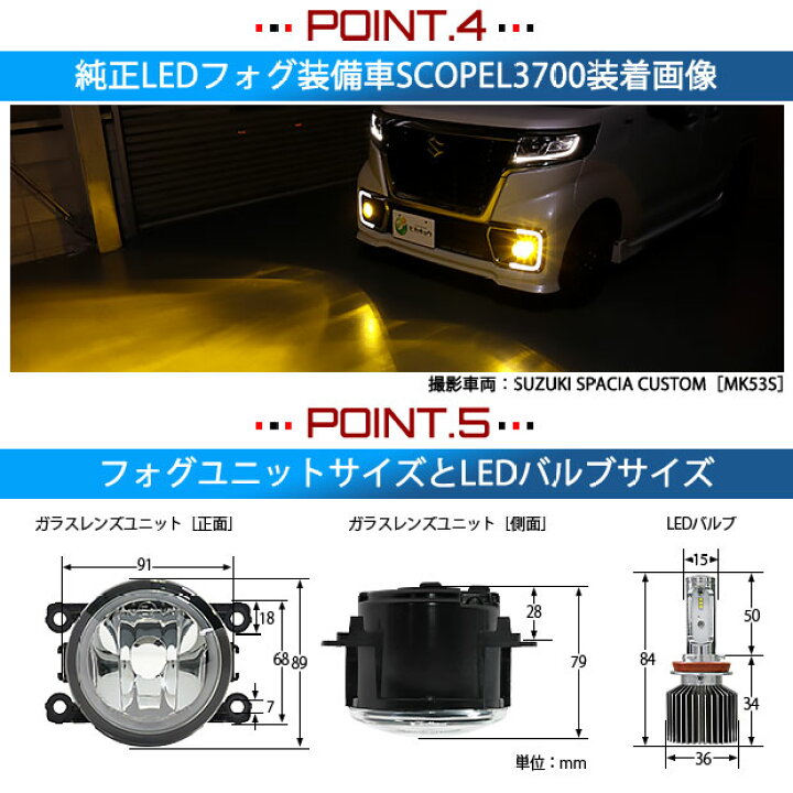 楽天市場 ガ スズキ ニッサン純正ledフォグランプ装着車対応 Eマーク取得 ガラスレンズフォグランプユニット付 Scope Eye L3700 Ledフォグキット 明るさ3700ルーメン Ledカラー イエロー3000k バルブ規格 H11 H8 H11 H16兼用 ピカキュウ楽天市場店