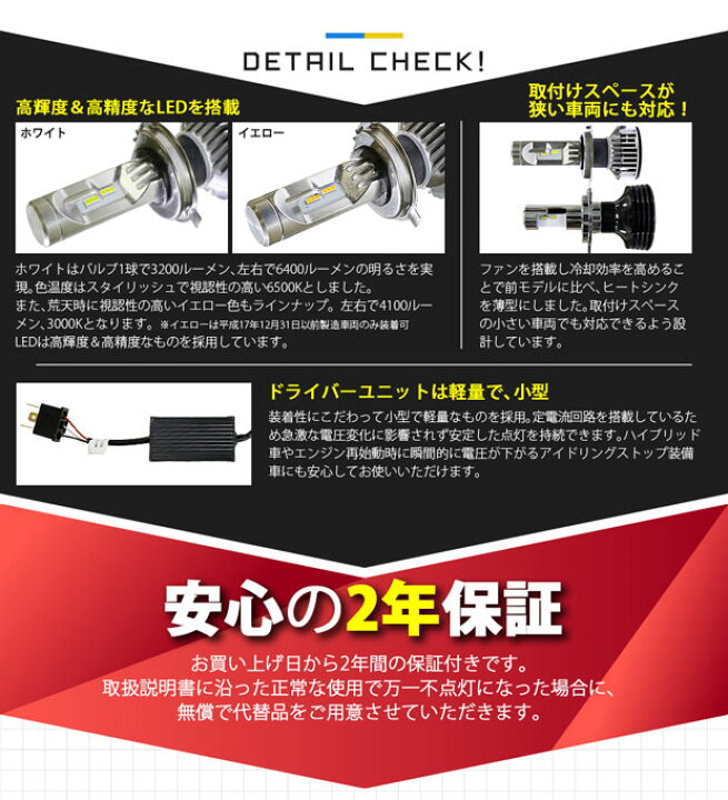 楽天市場 前照灯 トヨタ ルーミー M900a 前期 対応led Monster L6400 Ledヘッドライトキット Ledカラー ホワイト 色温度 6500ケルビン バルブ規格 H4 Hi Lo 2年間保証 ピカキュウ楽天市場店