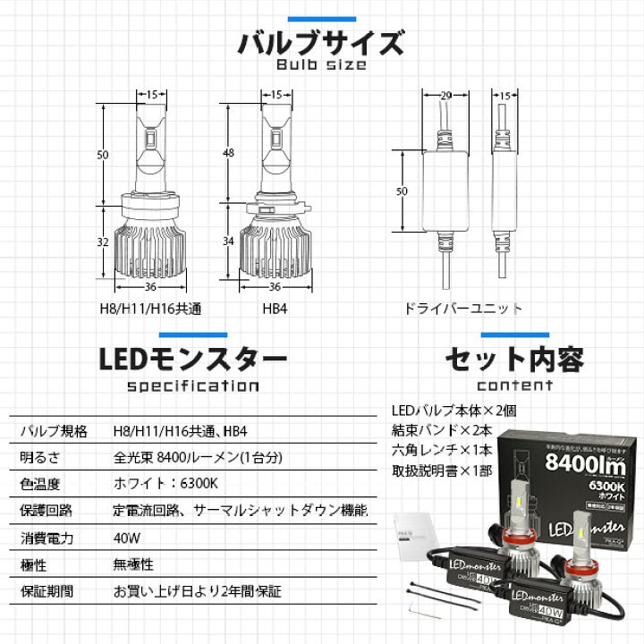 楽天市場】☆単☆LED MONSTER L8400 LEDモンスター LEDフォグランプ 