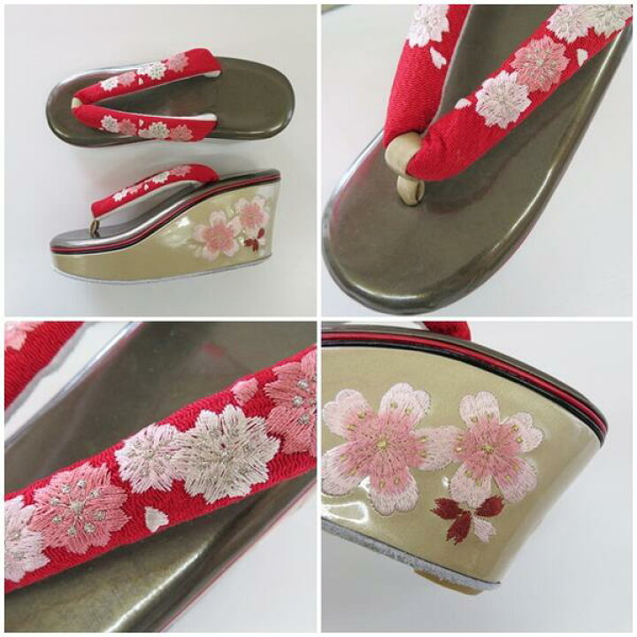 楽天市場】【桜】レディース 草履 刺繍 厚底 鼻緒（正絹ちりめん）【3 