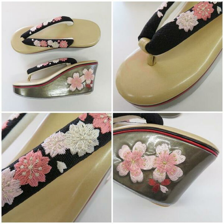 楽天市場】【桜】レディース 草履 刺繍 厚底 鼻緒（正絹ちりめん）【3 