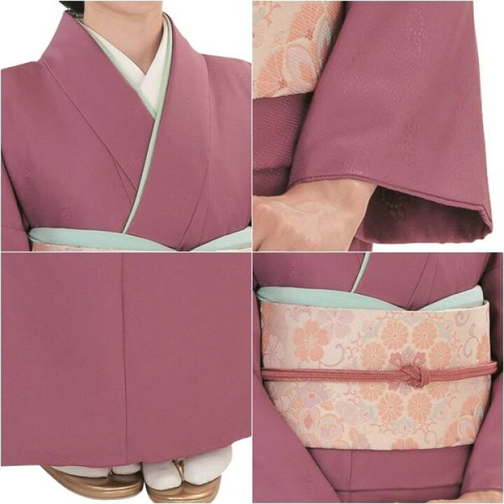 KimonoMusha☆ 色無地 ちりめん 梅紫 江戸小紋 美品