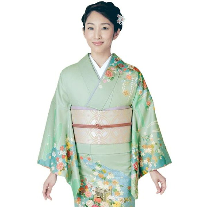 楽天市場】【訪問着】【単品】H.L 洗える着物【2】薄緑系【全18柄  