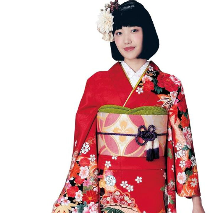 楽天市場】【振袖 着物】H・L 絵羽 振袖 着物【単品】【2】赤系 大花 