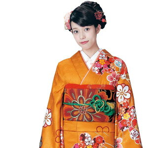 取寄せ発送品 記念日 縞 絵羽 結婚式 着物 単品 12 オレンジ系 日本 振袖 成人式 女子会 大花 大柄 卒業 二次会 レトロ レ モダン パーティー ジャパン お祝い 送料無料 H L Ef 安い 店舗 大阪 App Tricar Sk