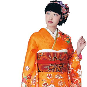 買取 価格店舗 記念日 縞 絵羽 結婚式 着物 単品 17 オレンジ系 日本 振袖 成人式 女子会 大花 大柄 卒業 二次会 レトロ レ モダン パーティー ジャパン お祝い 送料無料 H L Ef 特価買取 Jlt Polinema Org