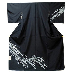 【袷付下げ】仕立上り【日本製】大笹柄 黒(051)付け下げ 付下 着物 洗える ポリエステル 仕事 披露宴 パーティー お茶会 記念日 観劇 同窓会 祝賀会 お稽古 結納 顔合わせ お宮参り 入学式