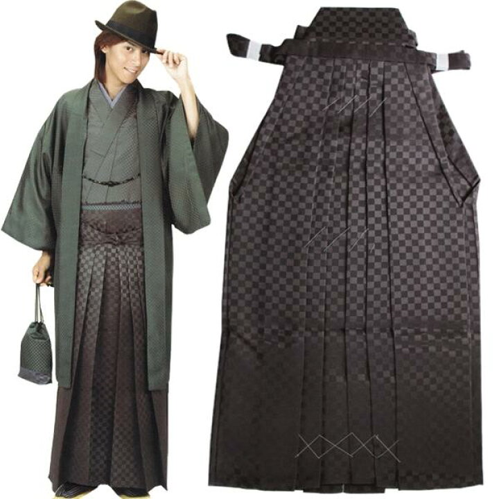 楽天市場】【袴 単品】H.L メンズ袴【B】ダークブラウン 濃茶系【格子 