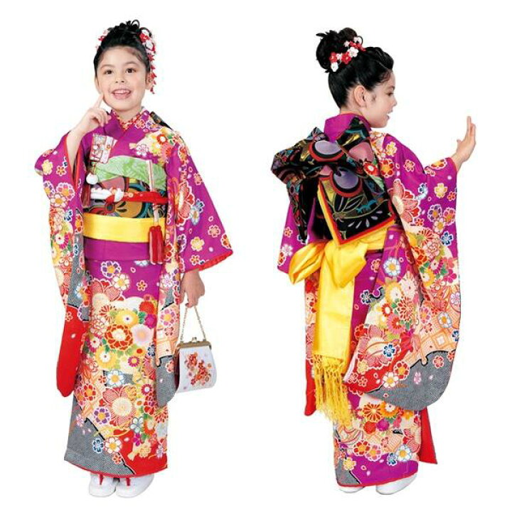 セット七五三7歳女の子長着＆簡単半衿＆袋帯＆草履＆