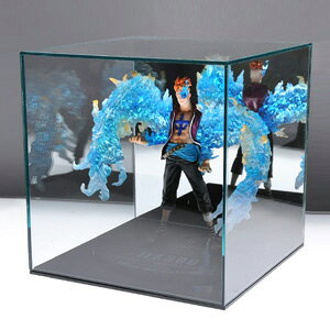 【 幅20cm/奥行20cm/高さ20.6cm 】アクリルケースC/5面体/ガラスエッジ/背面ミラー/土台平タイプ 【台座あり】 正方形 雛人形