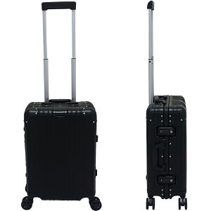 アルミニウム製スーツケース 色シルバー/ブラック Sサイズ 36L 20インチ 日本製ダブルキャスター TSAロック採用 キャリーケース 旅行かばん 旅行鞄 アルミスーツケース トランクケース