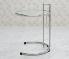 アイリーンテーブル 高さ調整可能 アイリーングレイによるデザイン サイドテーブル ガラステーブル ナイトテーブル コーヒーテーブル リプロダクト　ジェネリック　デザイナーズ家具　カフェテーブル　丸テーブル　ラウンドテーブル