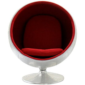 限定モデル ボールチェア 色シルバー×レッド アルミ外装モデル　エーローアールニオによるデザイン 　リプロダクト　ジェネリック　デザイナーズ家具　大型ソファ　ソファー 椅子 イス いす