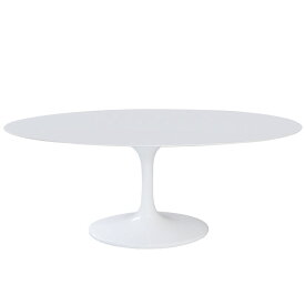 チューリップテーブル オーバル型 天板幅199m 色ホワイト　エーロサーリネンによるデザイン　リプロダクト　ジェネリック　デザイナーズ家具　ラウンドテーブル　ダイニングテーブル　大型テーブル　楕円形テーブル　ミッドセンチュリー　一本脚　丸テーブル