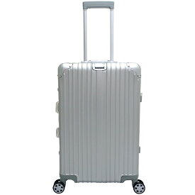 アルミニウム製スーツケース 色シルバー/ブラック Mサイズ 55L 24インチ 日本製ダブルキャスター TSAロック採用 キャリーケース 旅行かばん 旅行鞄 アルミスーツケース トランクケース