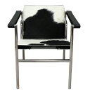 LC1スリングチェア ポニースキン仕様　本革 色 ブラック×ホワイト リプロダクト　ジェネリック　デザイナーズ家具　椅子 イス いす パーソナルチェア 一人用 1人用 ダイニングチェア カウンターチェア　バスキュランチェア　デザイナーズチェア