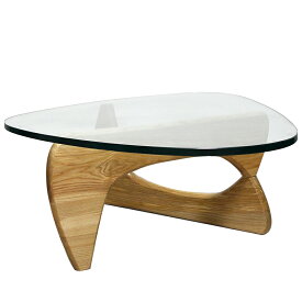 コーヒーテーブル　イサムノグチによるデザイン　ガラス天板19mm　木製脚　色アッシュナチュラル　センターテーブル　ちゃぶ台　リプロダクト　ジェネリック　デザイナーズ家具　カフェテーブル　ローテーブル　ガラステーブル