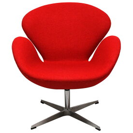 スワンチェア ファブリック仕様 色レッド　アルネヤコブセンによるデザイン リプロダクト ジェネリック デザイナーズ家具　イス　いす　椅子 パーソナルチェア　カウンターチェア