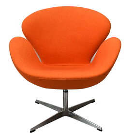 スワンチェア 　オレンジ　ファブリック仕様　アルネヤコブセンによるデザイン リプロダクト　ジェネリック 　デザイナーズ家具　イス　いす　椅子 パーソナルチェア　カウンターチェア