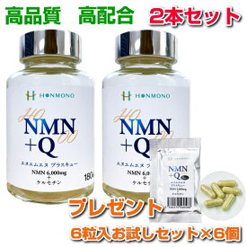 NMN+Q　180粒　2個セット6粒サンプル×6袋プレゼントエヌエムエヌ プラス キューサーチュイン遺伝子　NAD　ケルセチン　難消化性デキストリン　サプリメント　健康食品　免疫力　本物研究所