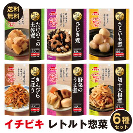 イチビキ レトルト惣菜 6種類セット 送料無料 ポスト投函便 化学調味料無添加 1000円ポッキリ レトルト食品 常温保存 惣菜 非常食 おかず