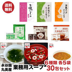 永谷園 丸美屋 業務用 スープ6種類 30包セット ポスト投函便　送料無料　訳あリ　ポイント消化　500円 ぽっきり 送料無料