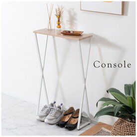 コンソール　テーブル 机 スリム 省スペース コンパクト 玄関 木目調 スチール脚 サイドテーブル リビング シンプル ミニテーブル 黒 おしゃれ ハイタイプ 東谷 《OS》