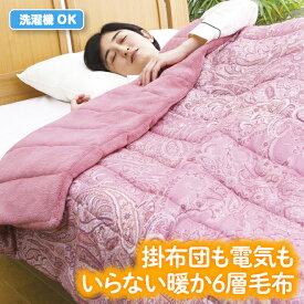 暖か電気いらずの6層毛布 シングル 抗菌 防臭 軽量 1枚2役 毛布 掛布団カバー 掛けカバー ぽかぽか 寝心地 あったか 寝具 洗濯機洗い 節電 《os》