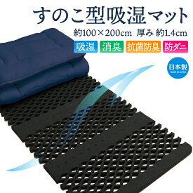 すのこ型吸湿マット 除湿マット 横幅100cm シングル 日本製 すのこ 吸湿 湿気対策 防ダニ 消臭 抗菌 防臭 ふとんの湿気対策 マットレス 紀州備長炭繊維 東洋紡 ピュアセル 湿気 梅雨 結露 カビ対策 通気性