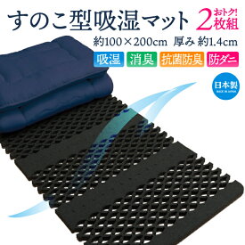 お得2セット すのこ型吸湿マット 除湿マット 横幅100cm シングル 日本製 すのこ 吸湿 湿気対策 防ダニ 消臭 抗菌 防臭 ふとんの湿気対策 マットレス 紀州備長炭繊維 東洋紡 ピュアセル 湿気 梅雨 結露 カビ対策 通気性