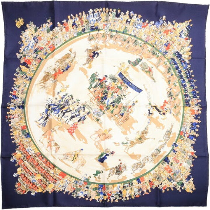 楽天市場】【極美品】 エルメス HERMES スカーフ カレ90 シルク CIRQUE 
