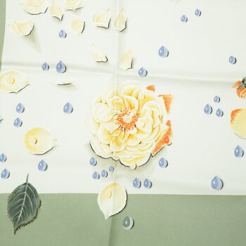 楽天市場 未使用 エルメス Hermes スカーフ カレ90 シルク 薔薇の雫 La Rosee Anne Gavarni しずく 花柄 バラ フラワー ショール 大判 レディース ホワイト イエロー グリーン 白 緑 黄色 P P O S H Online Store 楽天市場店