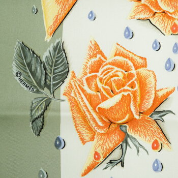 楽天市場 未使用 エルメス Hermes スカーフ カレ90 シルク 薔薇の雫 La Rosee Anne Gavarni しずく 花柄 バラ フラワー ショール 大判 レディース ホワイト イエロー グリーン 白 緑 黄色 P P O S H Online Store 楽天市場店