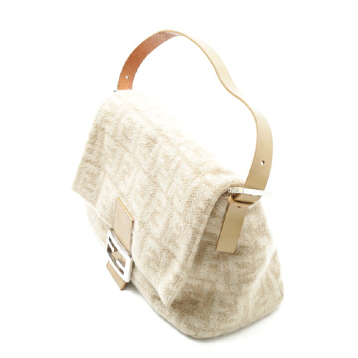 袋付】FENDIハンドバッグマンマバケットズッカウールレザーベージュ 