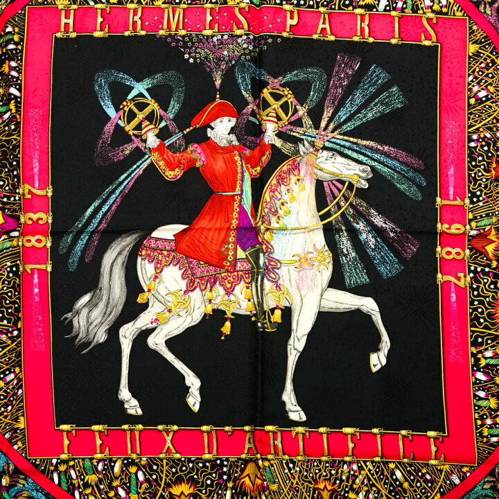 楽天市場】【極美品】 エルメス HERMES スカーフ カレ 90 シルク FEUX 