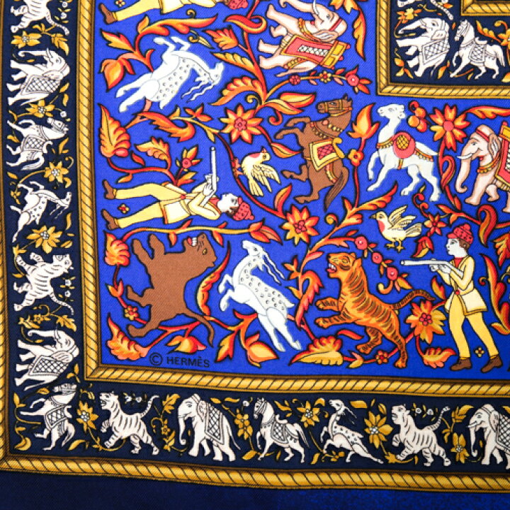 楽天市場】エルメス HERMES スカーフ カレ90 シルク CHASSE EN INDE 