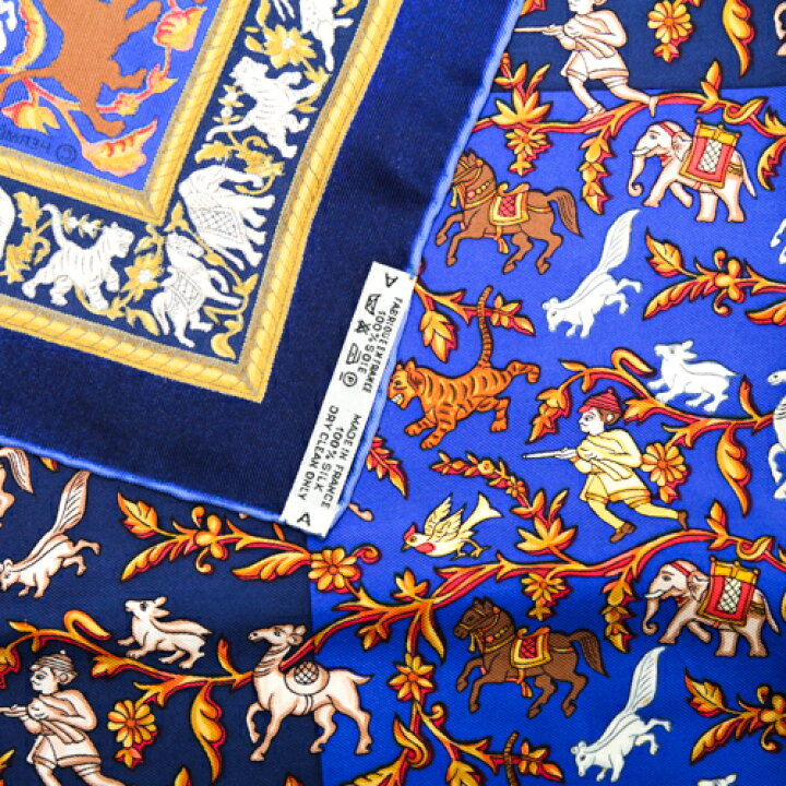 楽天市場】エルメス HERMES スカーフ カレ90 シルク CHASSE EN INDE 