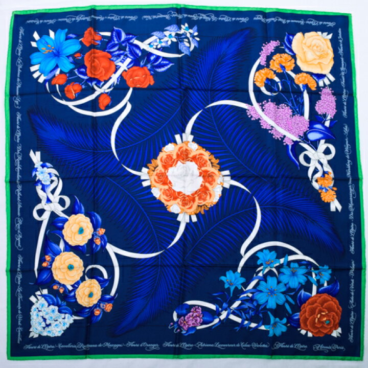 楽天市場】【未使用】 エルメス HERMES スカーフ カレ90 シルク Fleurs  