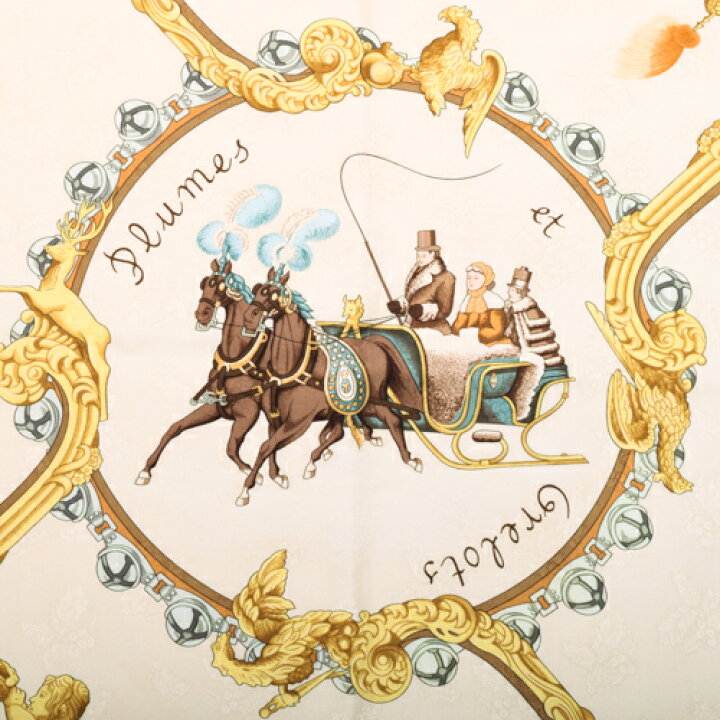 楽天市場】エルメス HERMES スカーフ カレ90 シルク Plumes et Grelots 